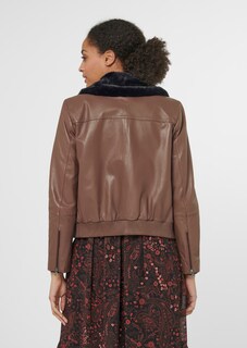 Leder-Blouson mit abnehmbarem Fake-Fur-Kragen thumbnail 4