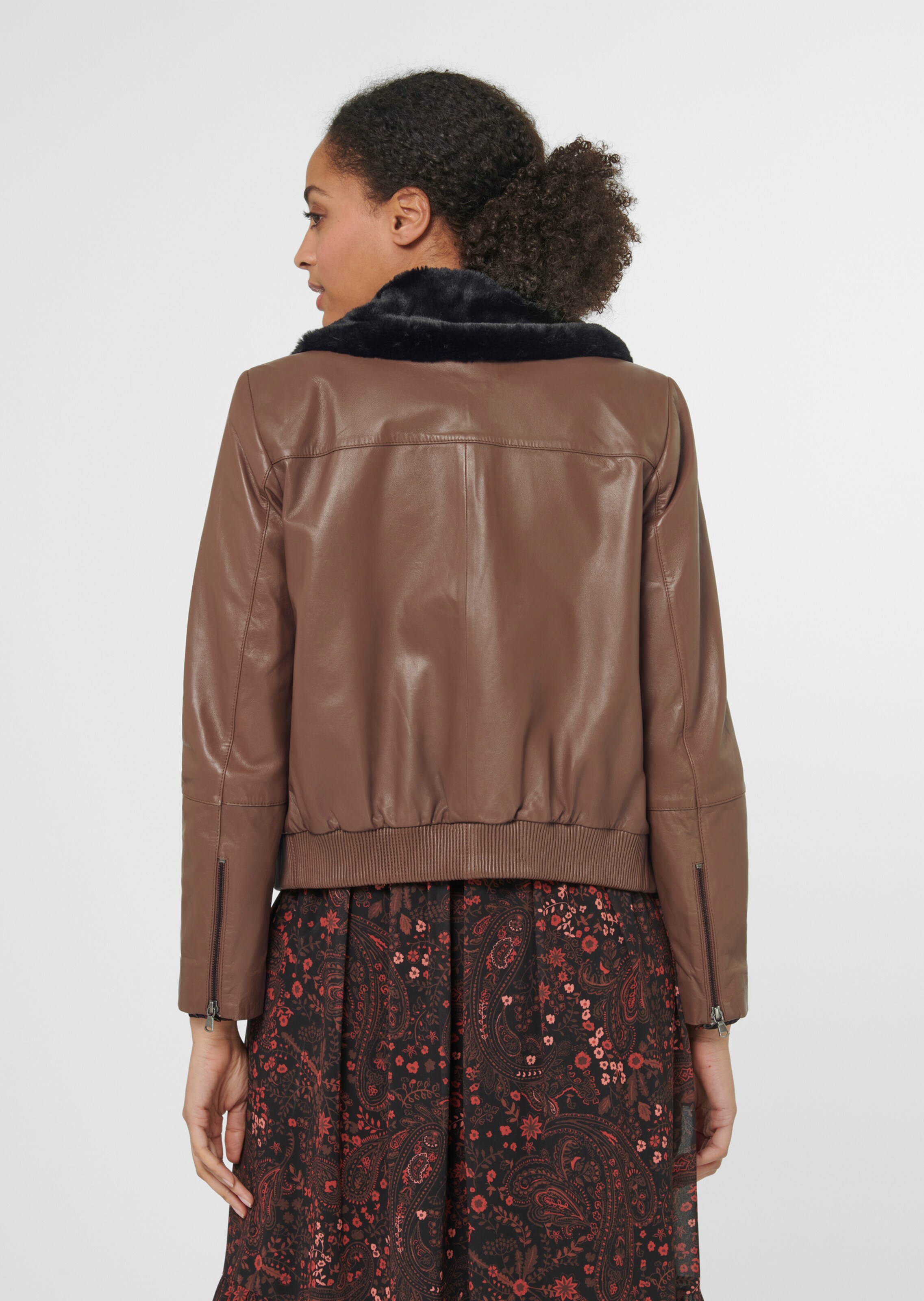 Leder-Blouson mit abnehmbarem Fake-Fur-Kragen thumbnail 4