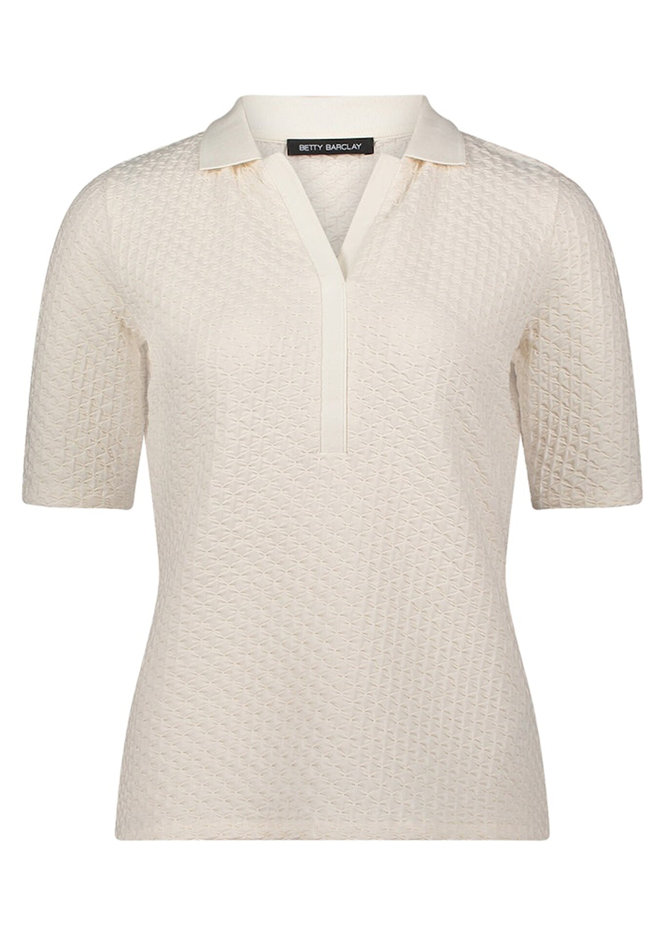 Struktur-Poloshirt mit Strickkragen