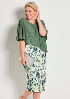Jurk met bloemendessin en drapering van chiffon thumbnail 7