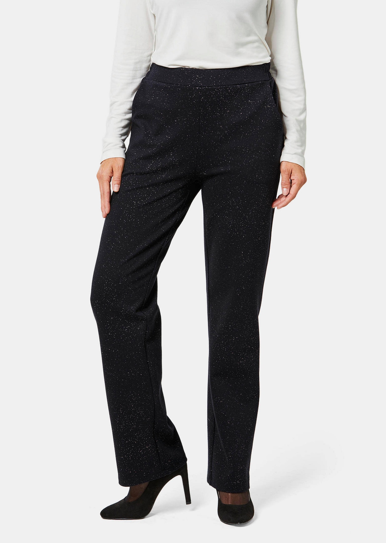Comfortabel elastische broek met glitter