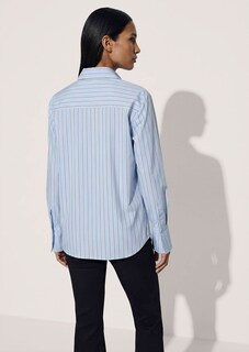 Gestreepte overhemdblouse met parelmoeren knopen thumbnail 4