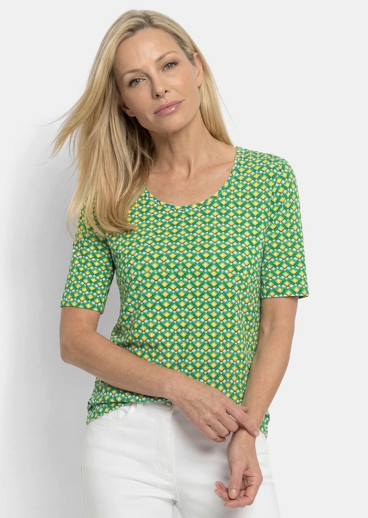 Viskoseshirt mit geometrischem Minimal-Print