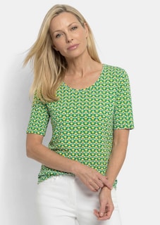 Viskoseshirt mit geometrischem Minimal-Print thumbnail 1