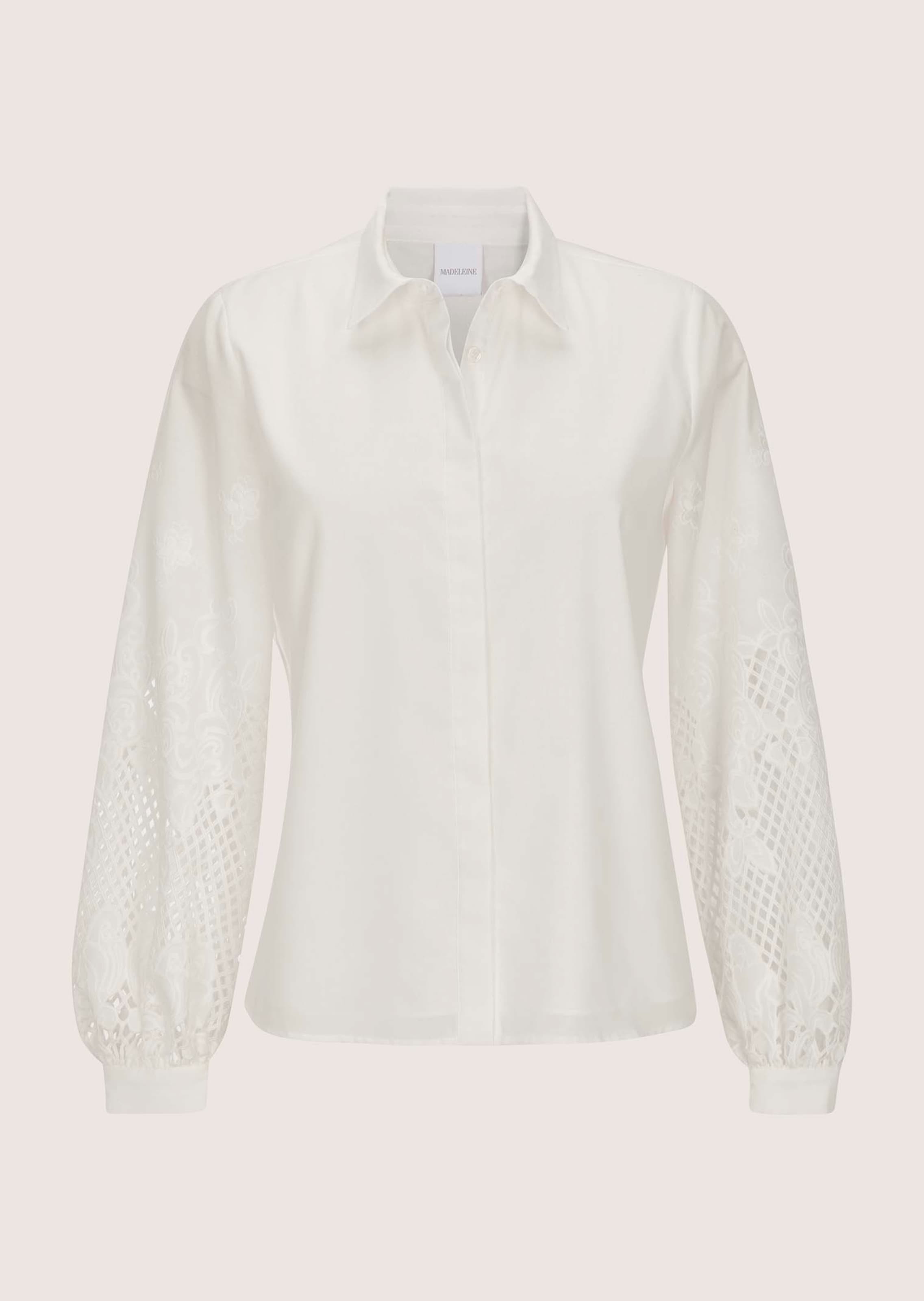Blouse met broderie anglaise en lange mouwen