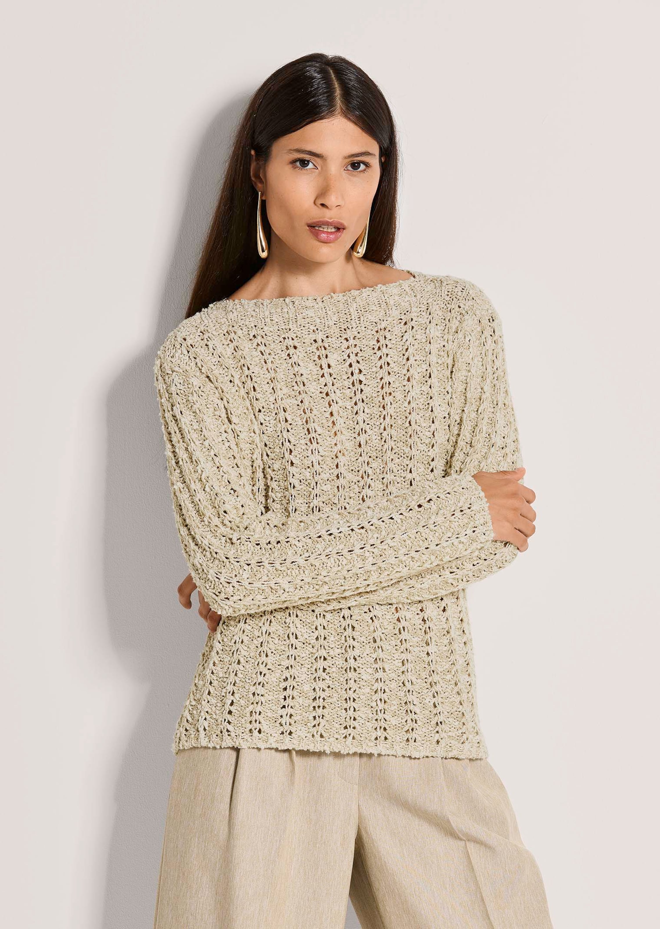 Pullover mit durchbrochenem Rippenmuster