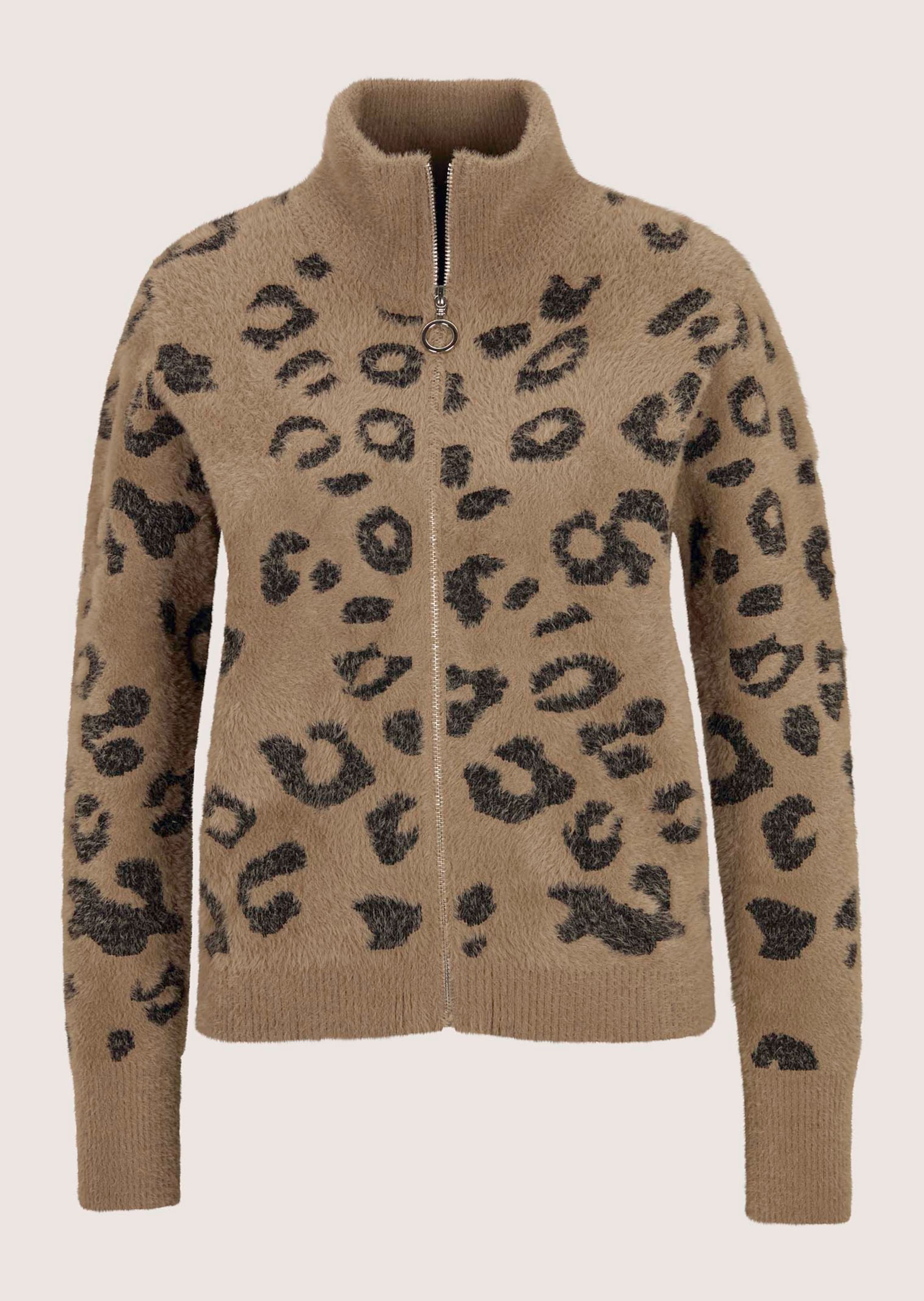 Jacquard knitted blouson with leopard pattern