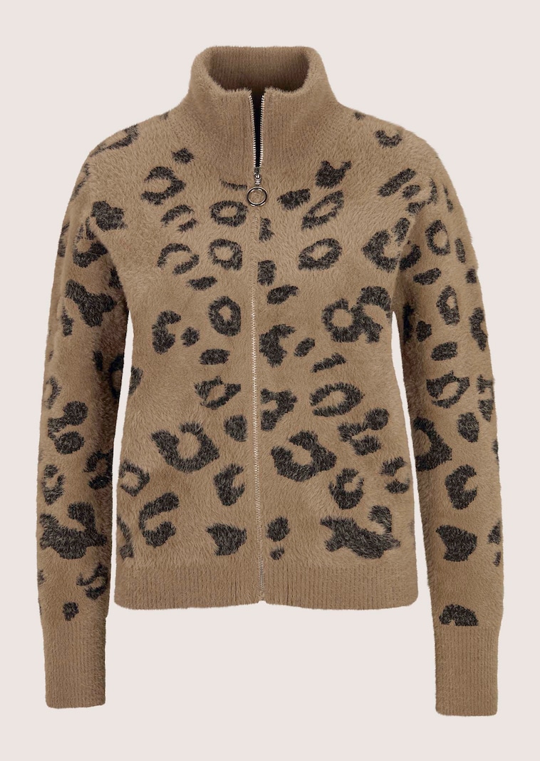 Jacquard knitted blouson with leopard pattern