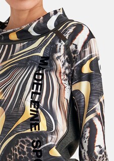 Sweatshirt mit abstraktem Animalprint und Lederakzenten thumbnail 6