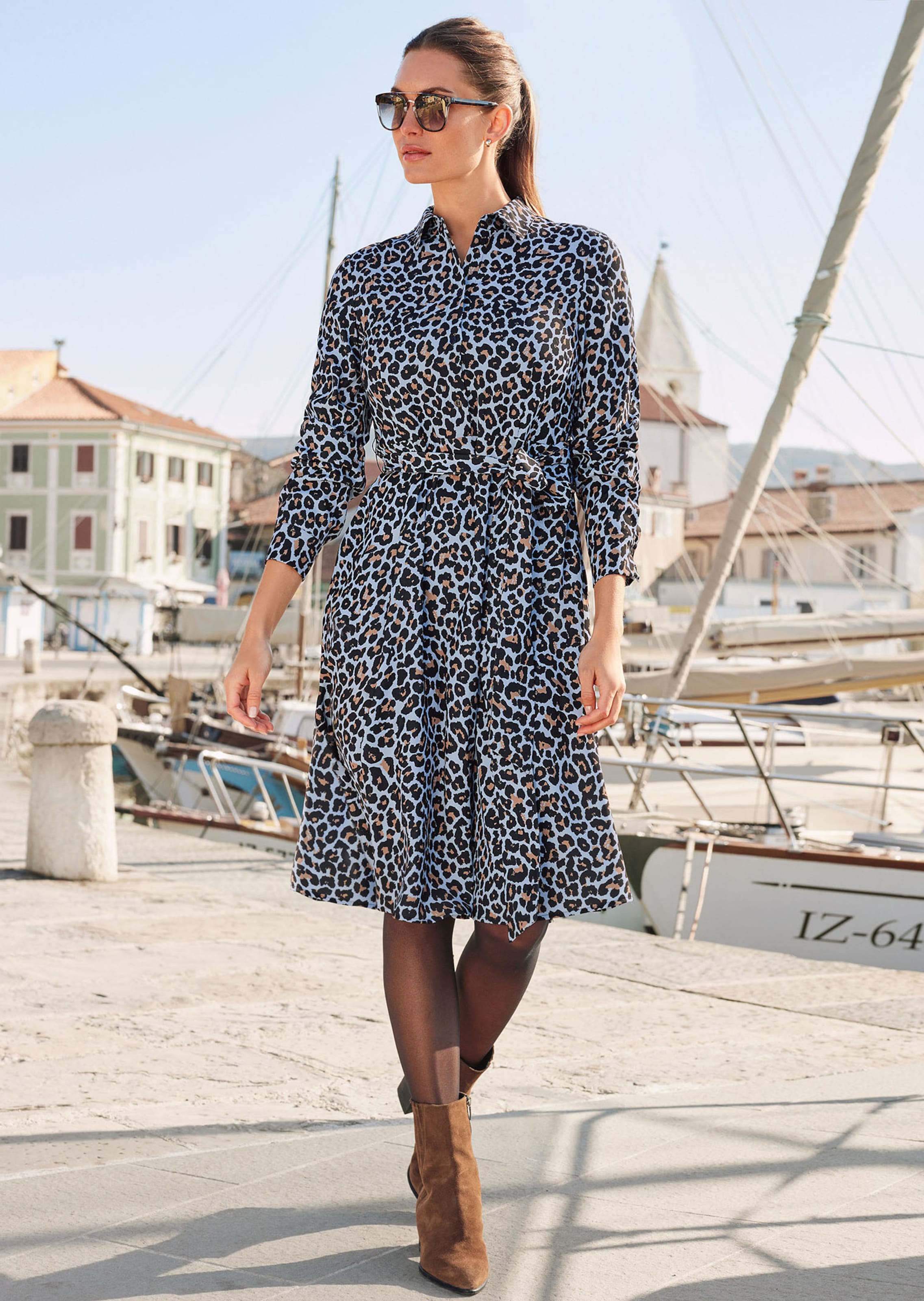Hemdblusenkleid mit Animal-Print