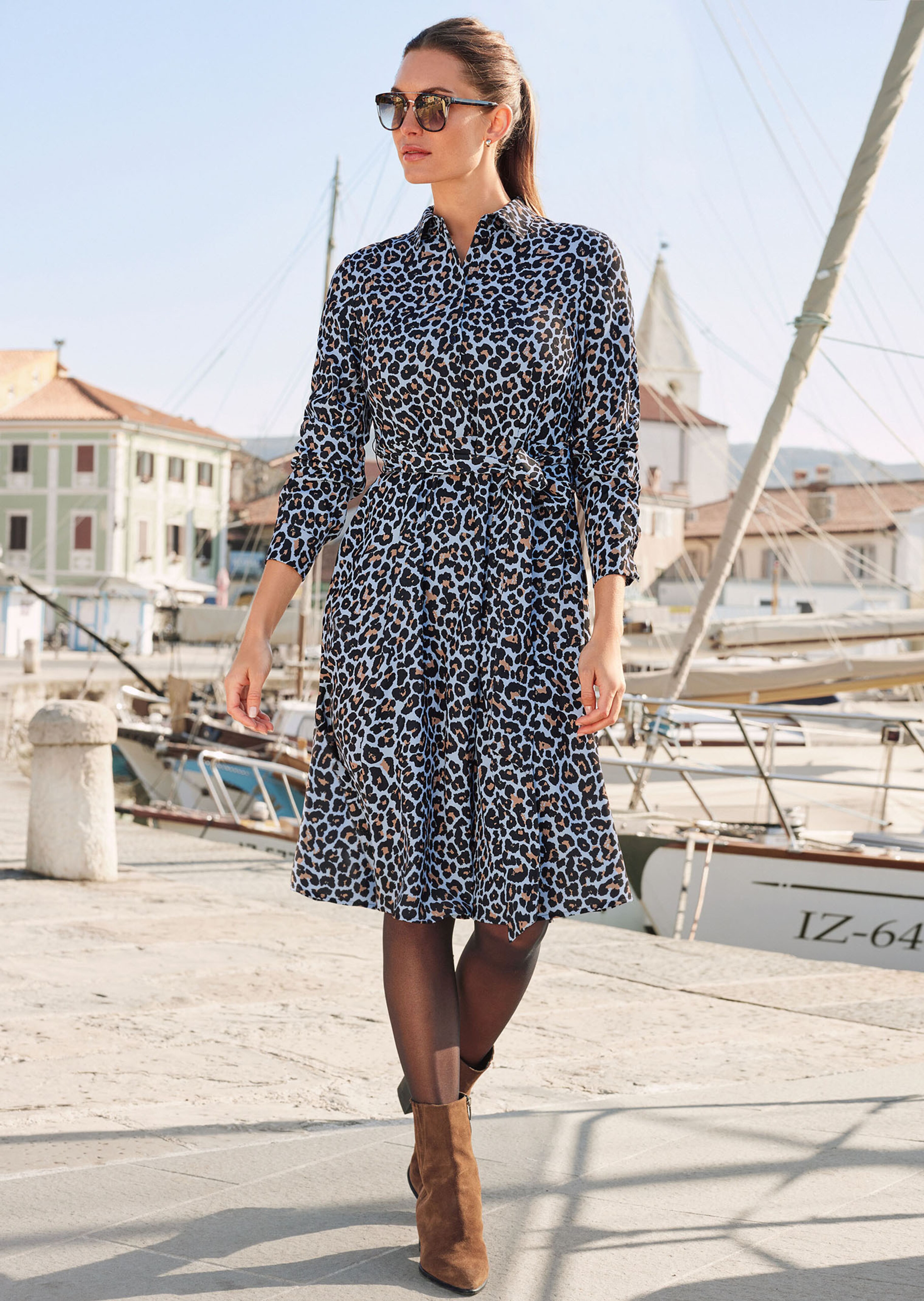 Hemdblusenkleid mit Animal-Print