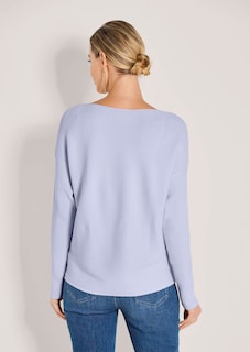 Quergerippter Strick-Pullover mit langen Ärmeln thumbnail 4