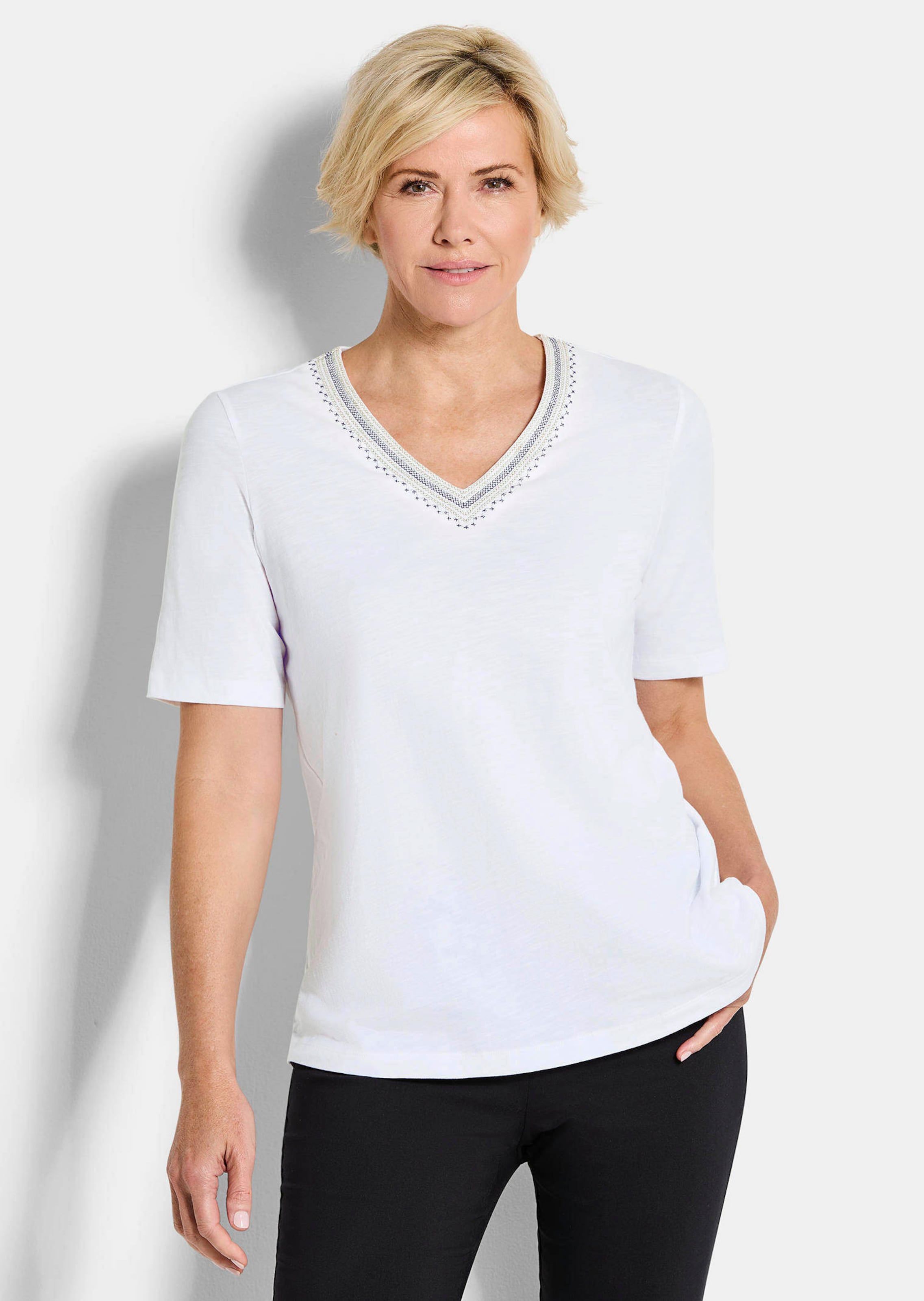 Katoenen shirt met borduursels