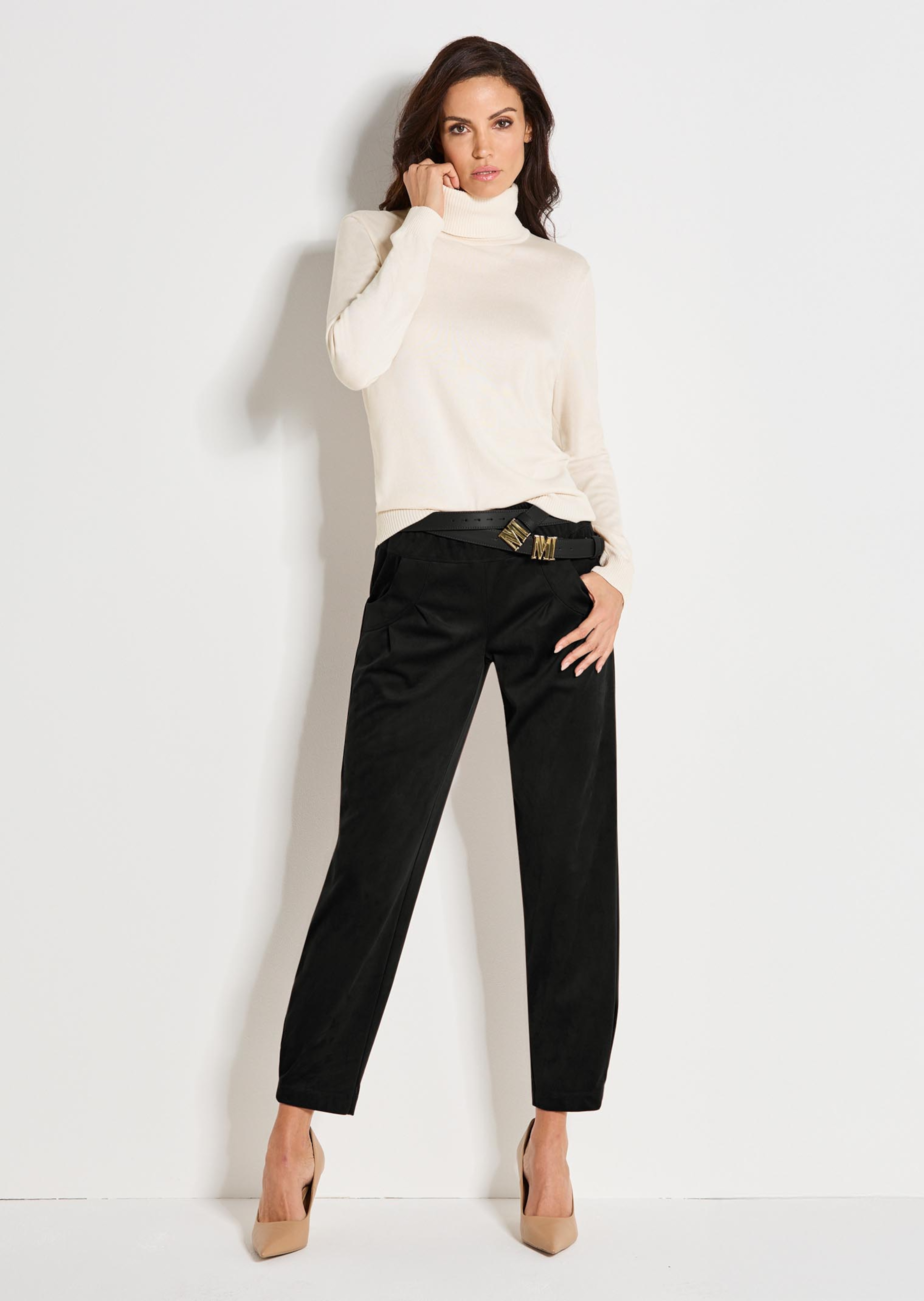 Barrel-Leg-Schlupfhose aus Peachskin