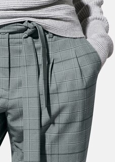 Karo-Bundfaltenhose mit Bindegürtel thumbnail 6