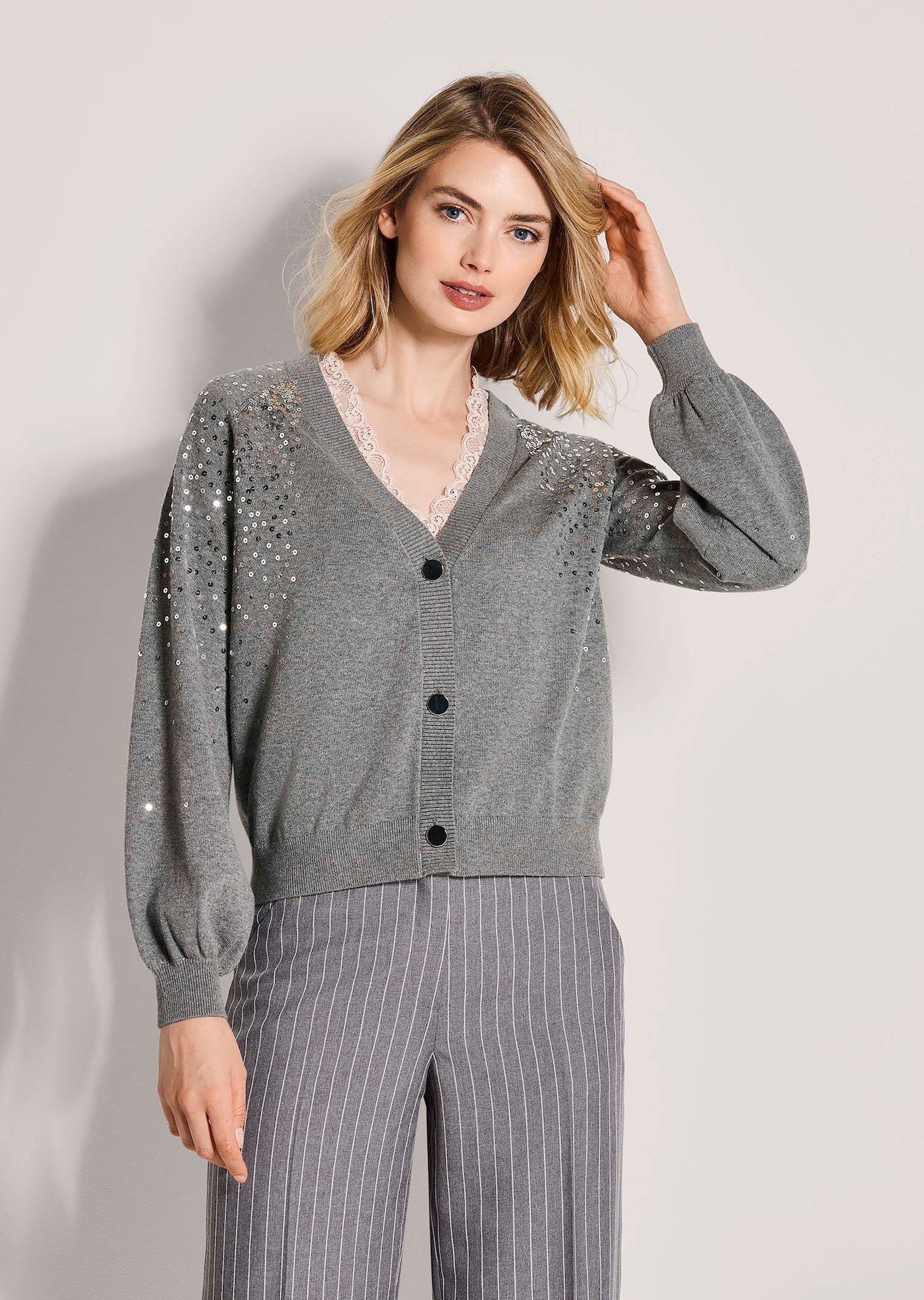 Gilet en maille avec paillettes et cachemire