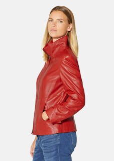 Nappa leather jacket with structured sections thumbnail 5
