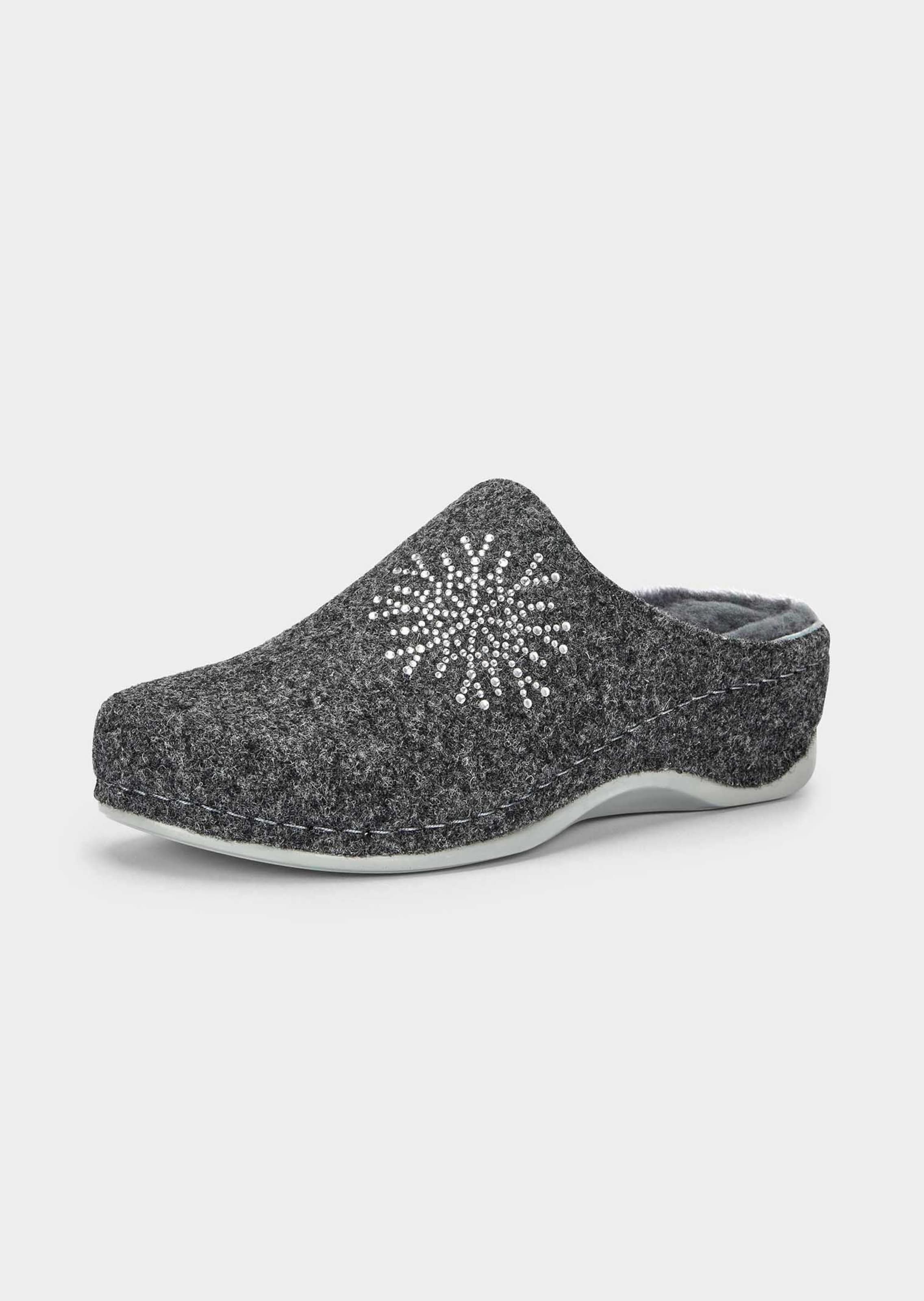 Pantoffeln aus Wollfilz mit Glitzersteinen
