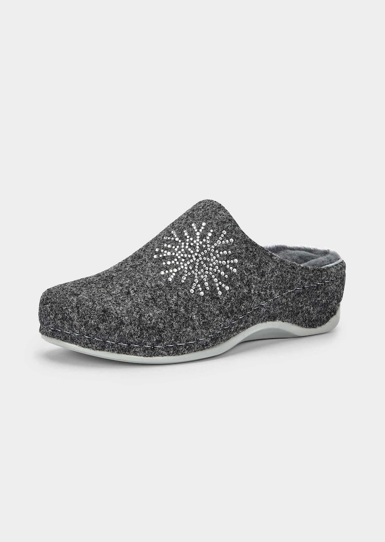 Pantoffeln aus Wollfilz mit Glitzersteinen