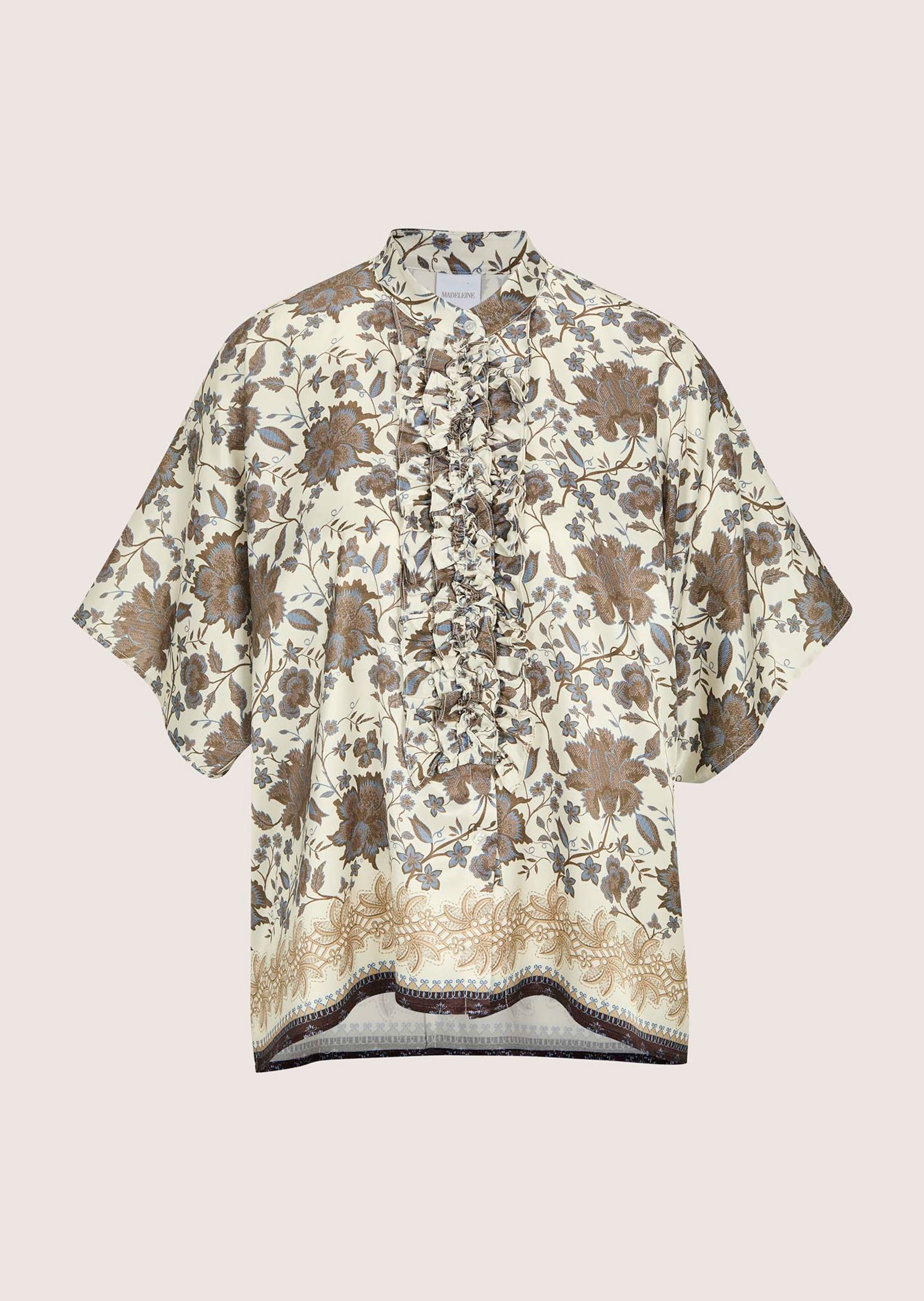 Kimono-blouse met bloemenprint en ruches