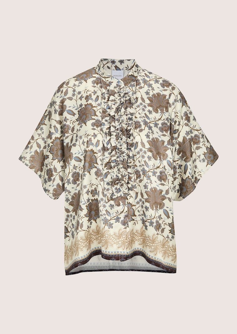 Kimono-blouse met bloemenprint en ruches
