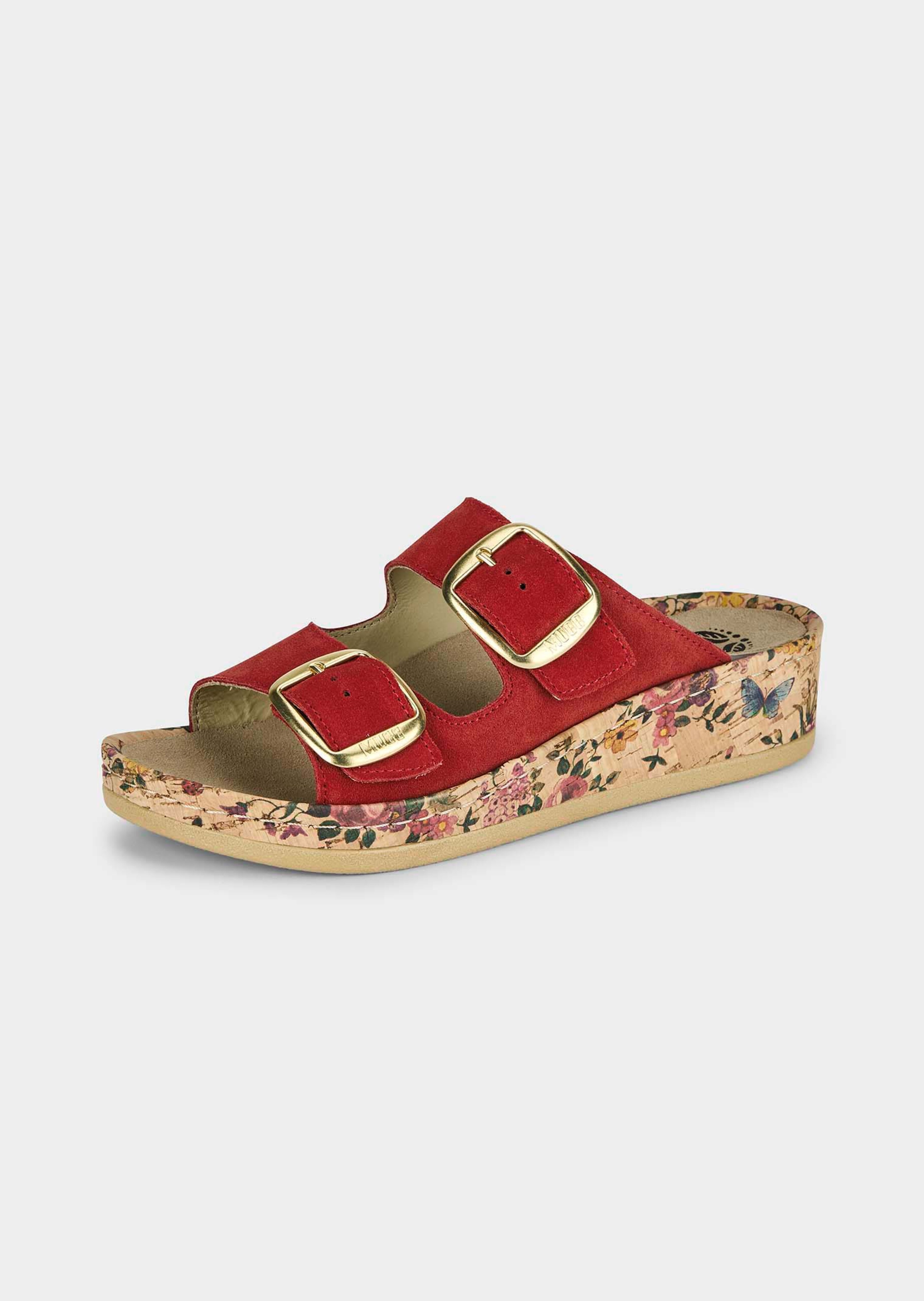 Leder-Pantolette mit leichtem Keilabsatz