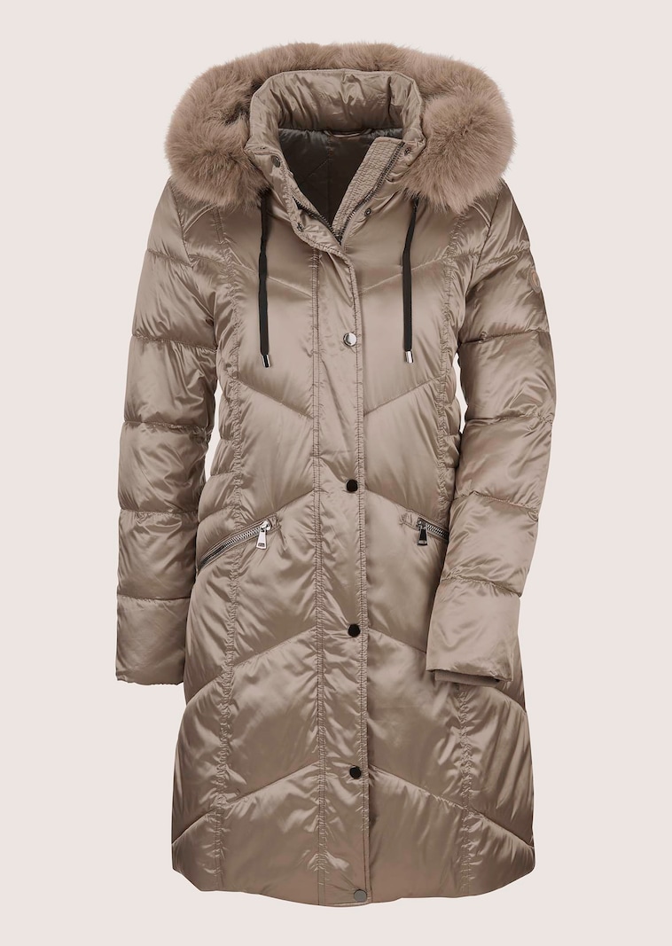 Lange Kapuzen-Jacke mit Webpelz