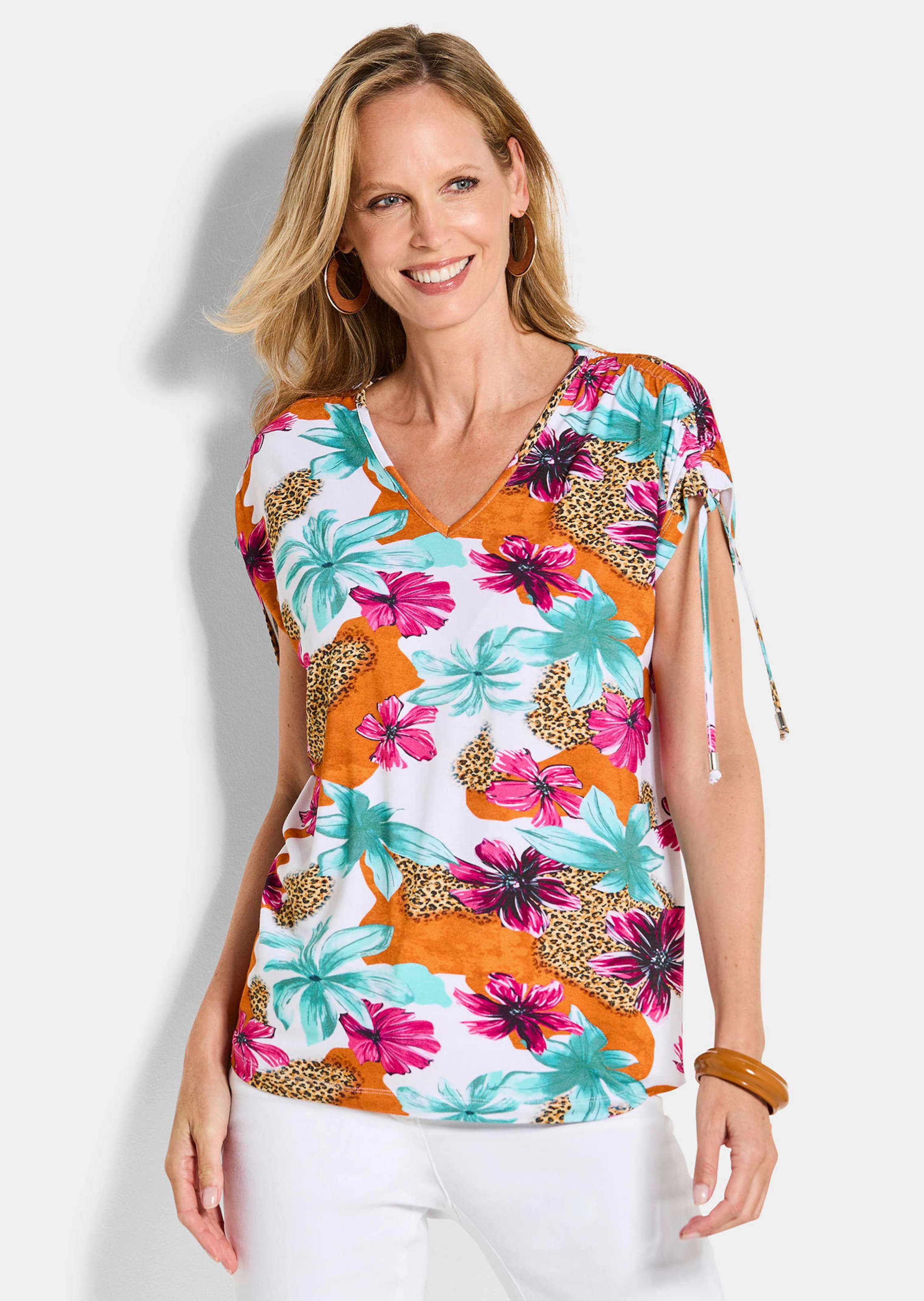 Jersey shirt met plooi op de schouder