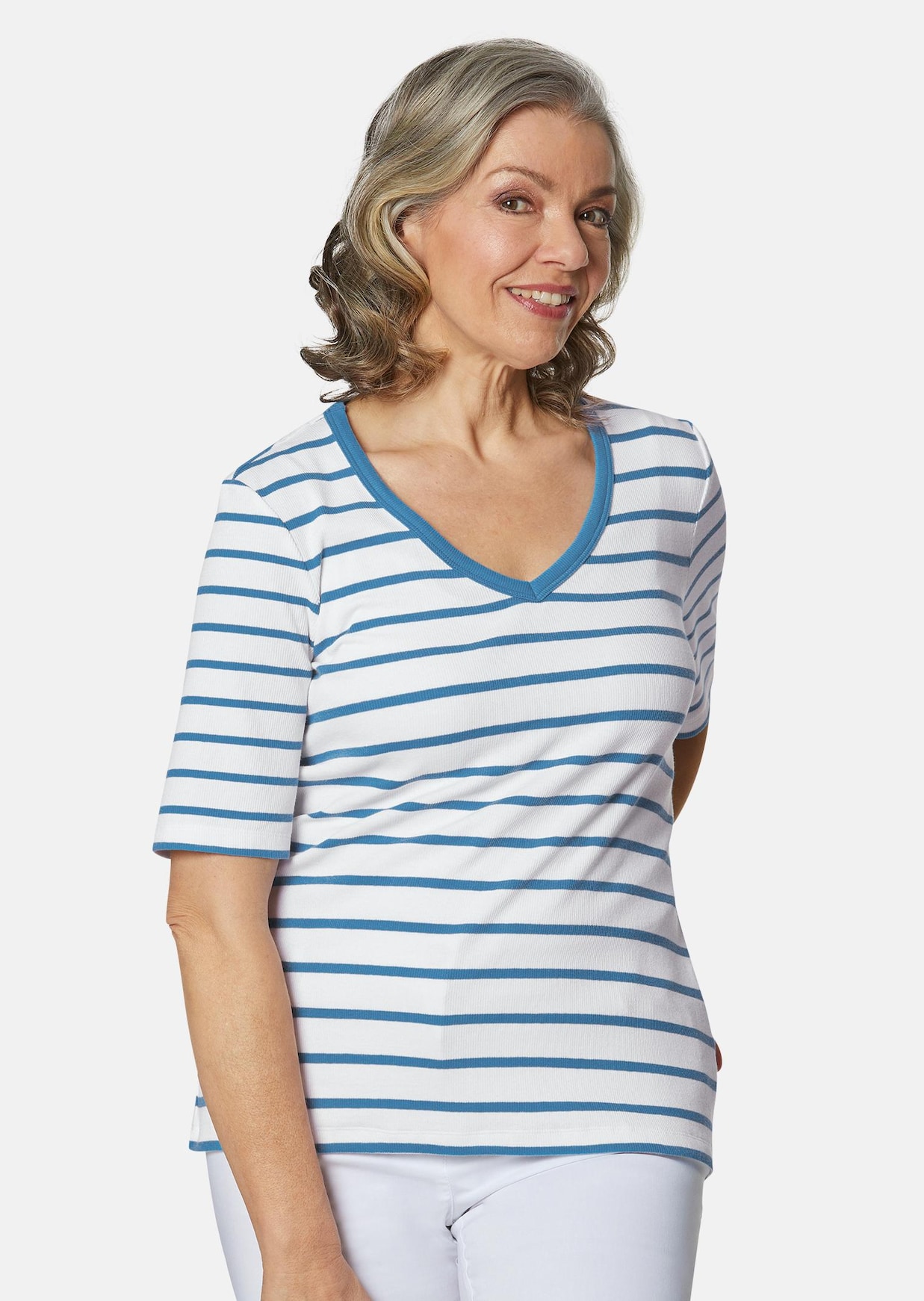 T-shirt rayé en douce maille interlock
