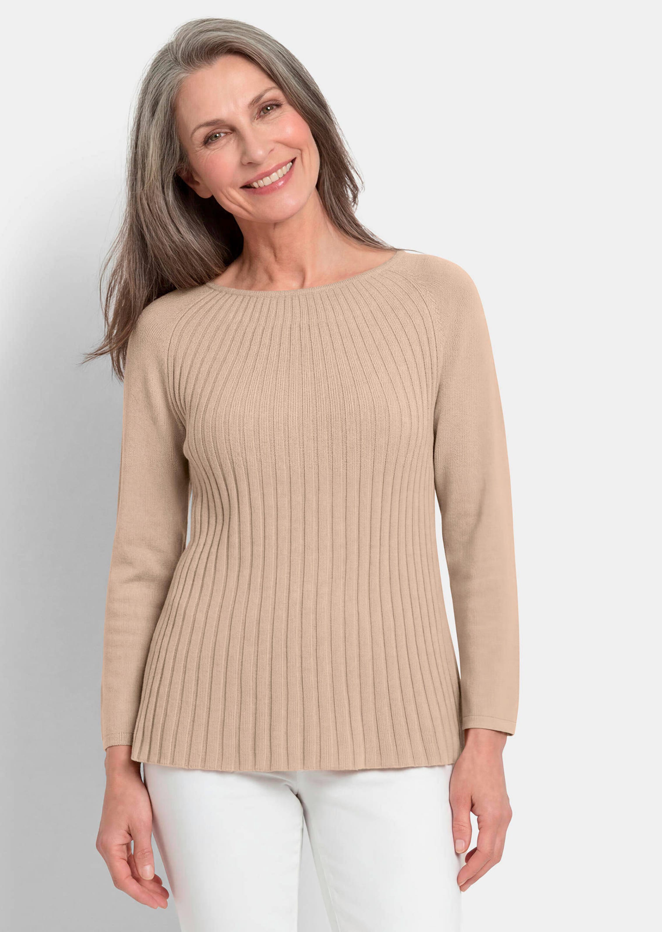 Strickpullover mit Baumwolle in A-Linie