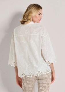 Bestickte Hemdbluse mit Spitze und 3/4-Ärmeln thumbnail 4
