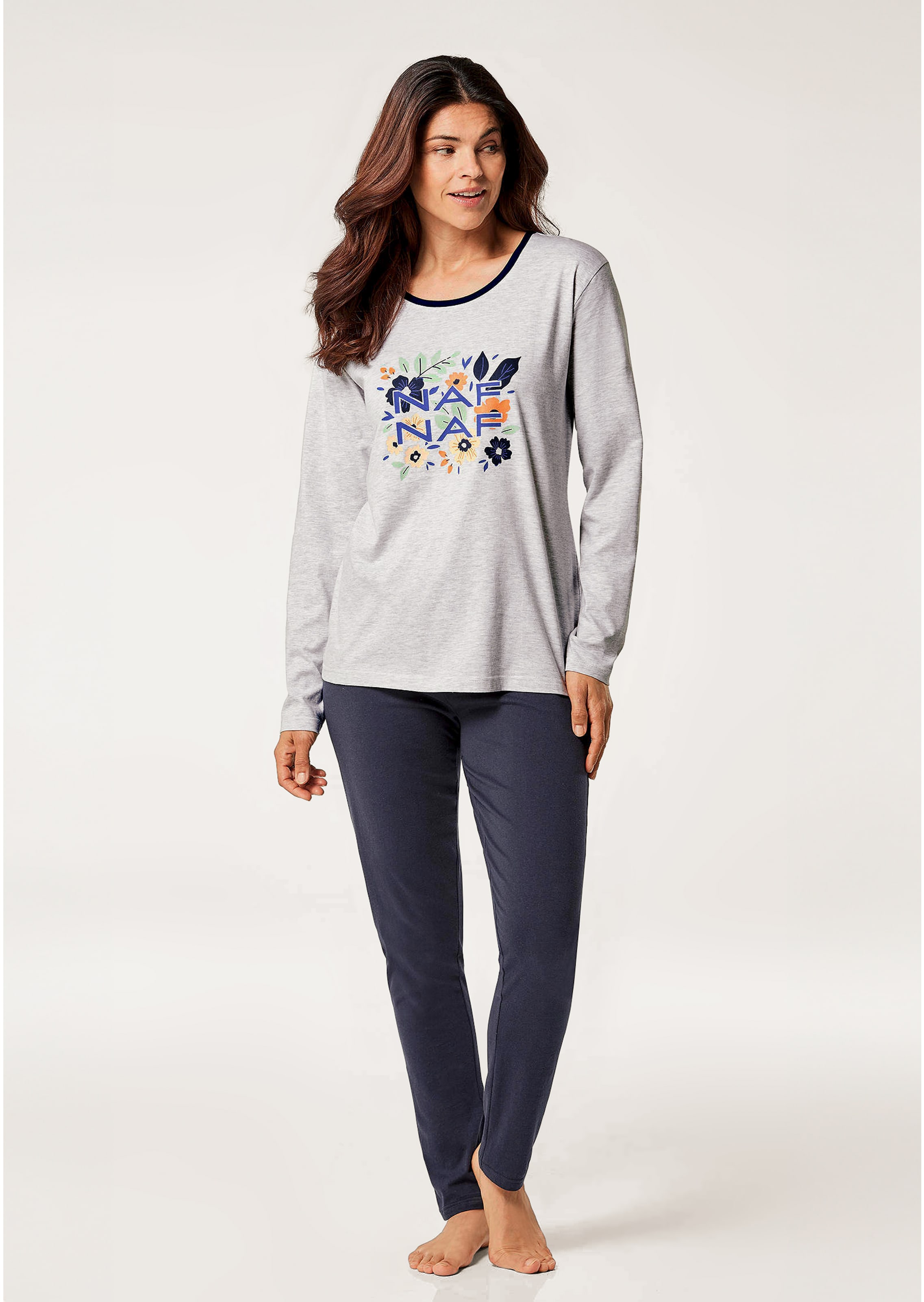 Baumwoll-Pyjama mit Floral-Motiv