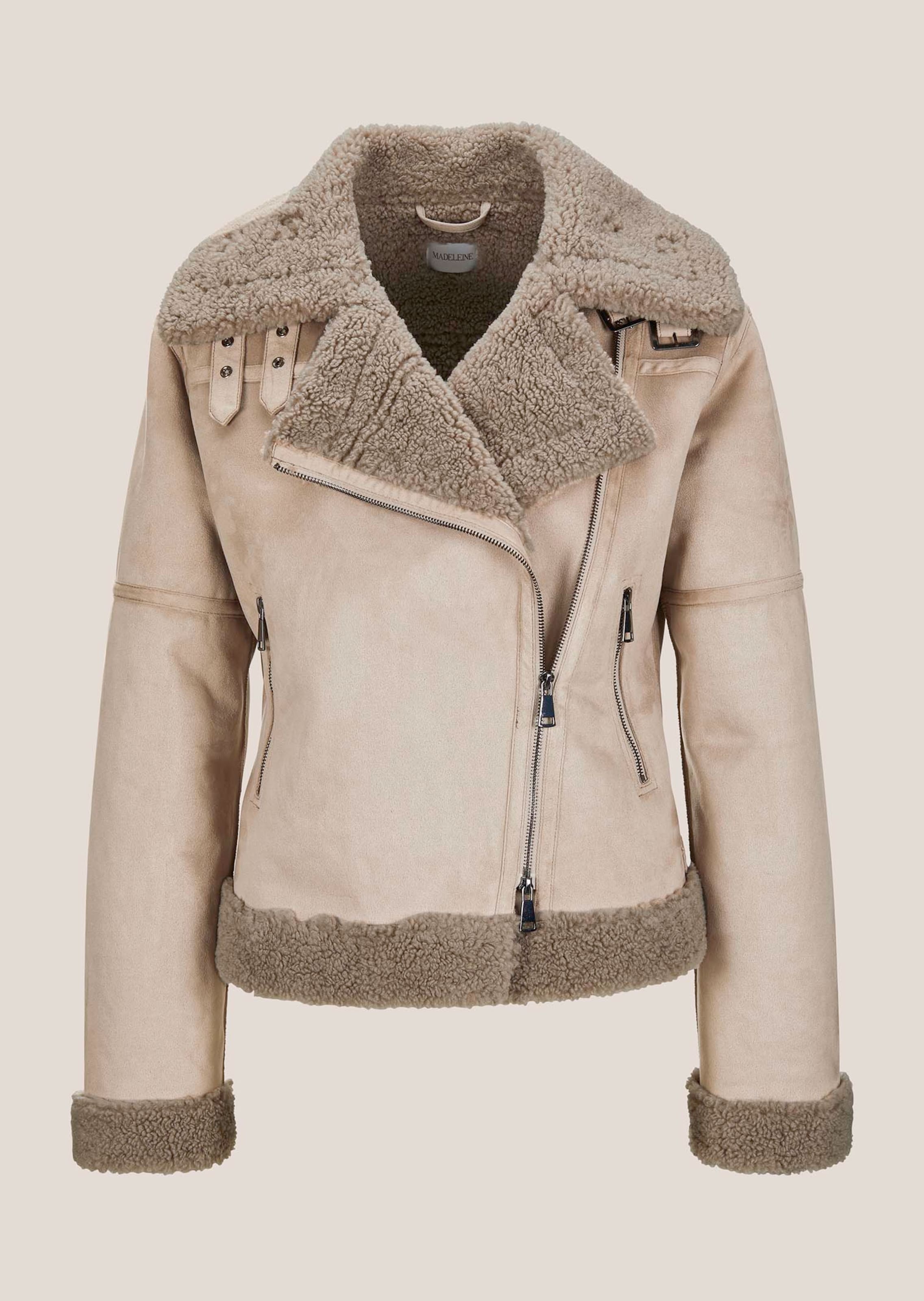 Biker-Jacke in Lammfell-Optik