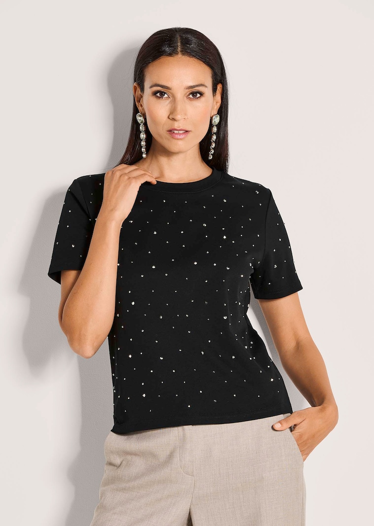 Rundhals-Shirt mit Strass