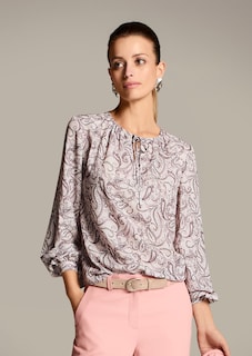 Rundhals-Bluse mit Unikat-Print thumbnail 1