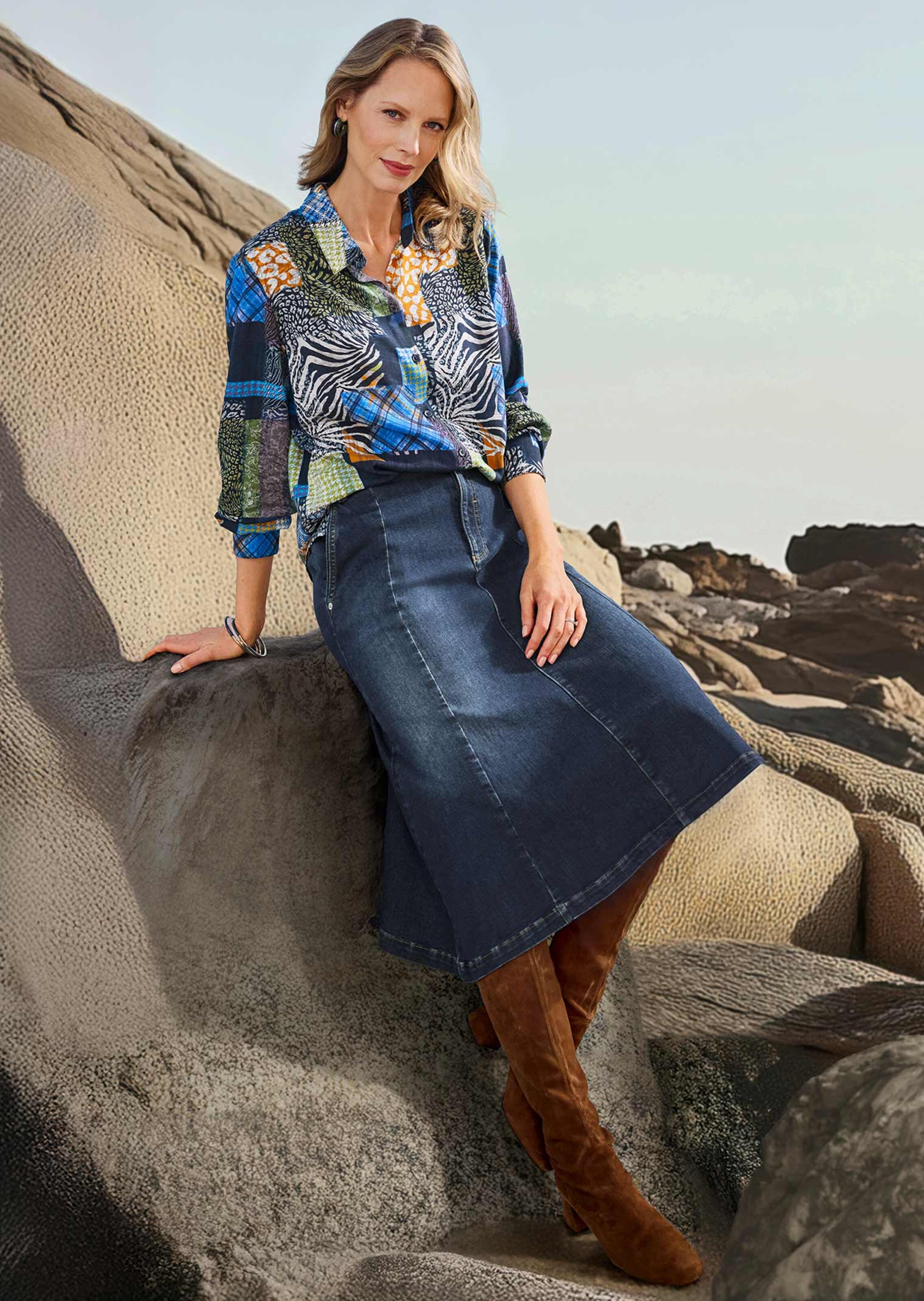 Gedessineerde blouse met patchpatroon thumbnail 7