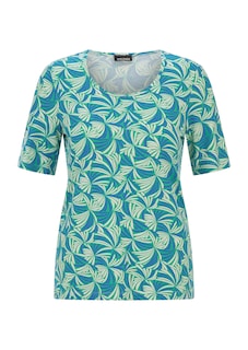 Shirt van viscose met bladerdessin thumbnail 6