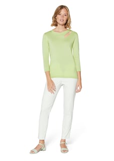 Feinstrick-Pullover mit 3/4-Ärmeln und Cut-out thumbnail 3