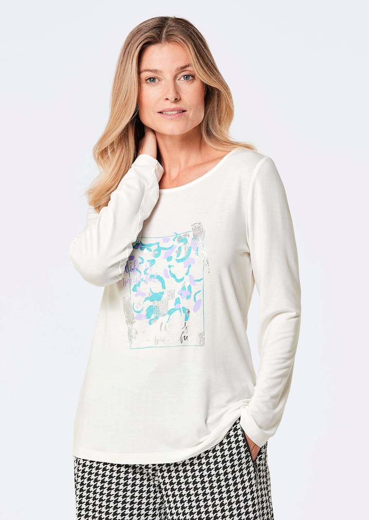 T-shirt à manches longues avec imprimé pailleté