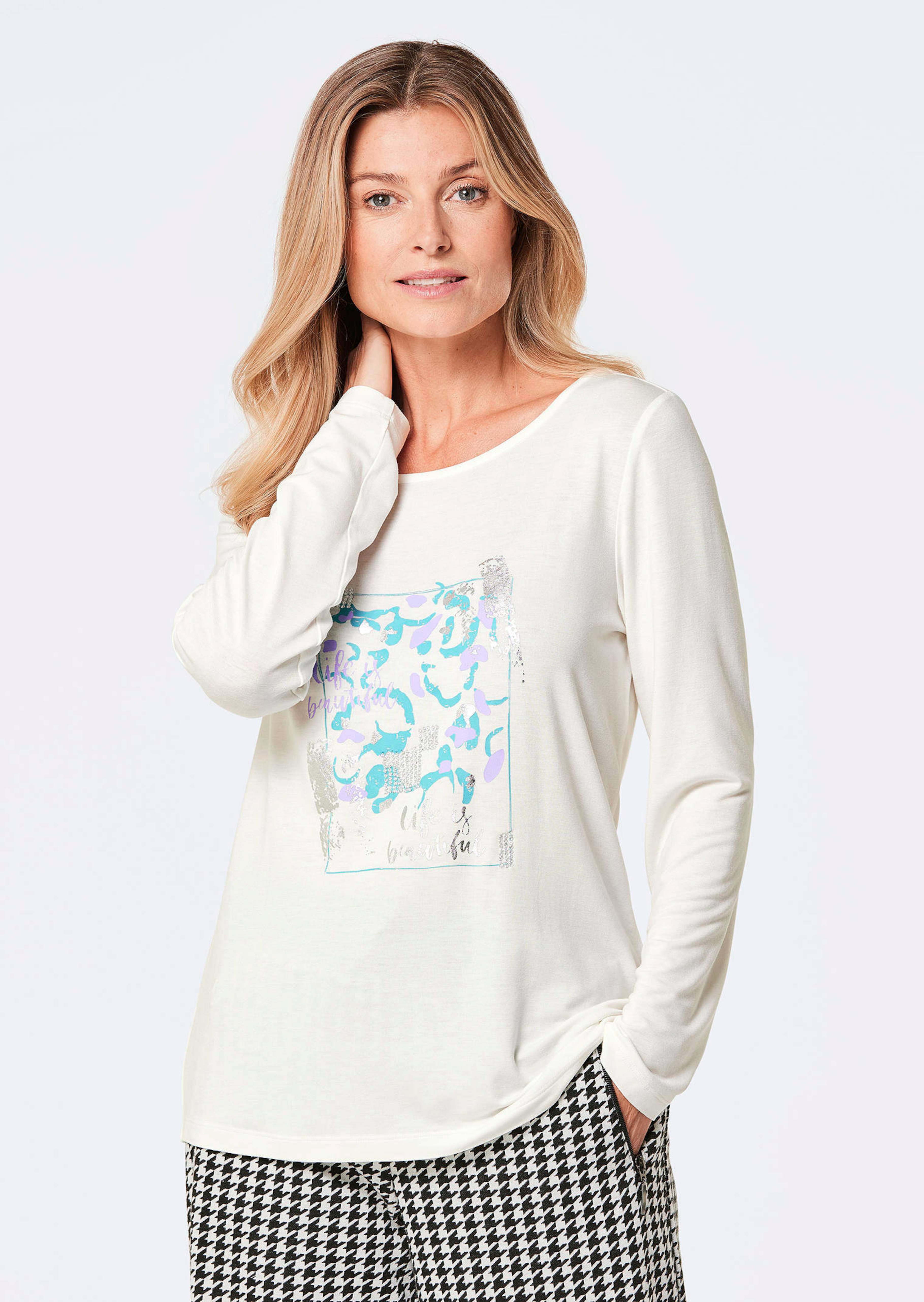 T-shirt à manches longues avec imprimé pailleté