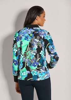 Bedruckte Sweat-Jacke mit Stehkragen und Zipper thumbnail 4