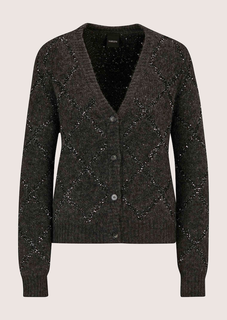 Cardigan with diamond pattern and sequins