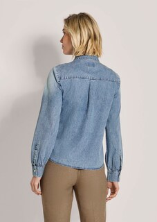 Denim blouse featuring floral embroidery thumbnail 4