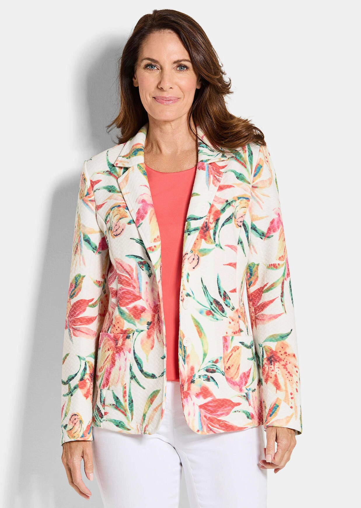 Floraler Blazer aus Waffel-Jersey