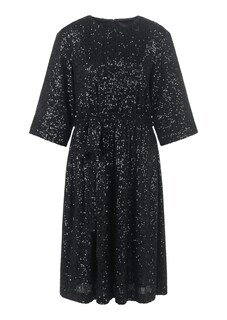 Ausgestelltes Paillettenkleid mit Gürtel thumbnail 7