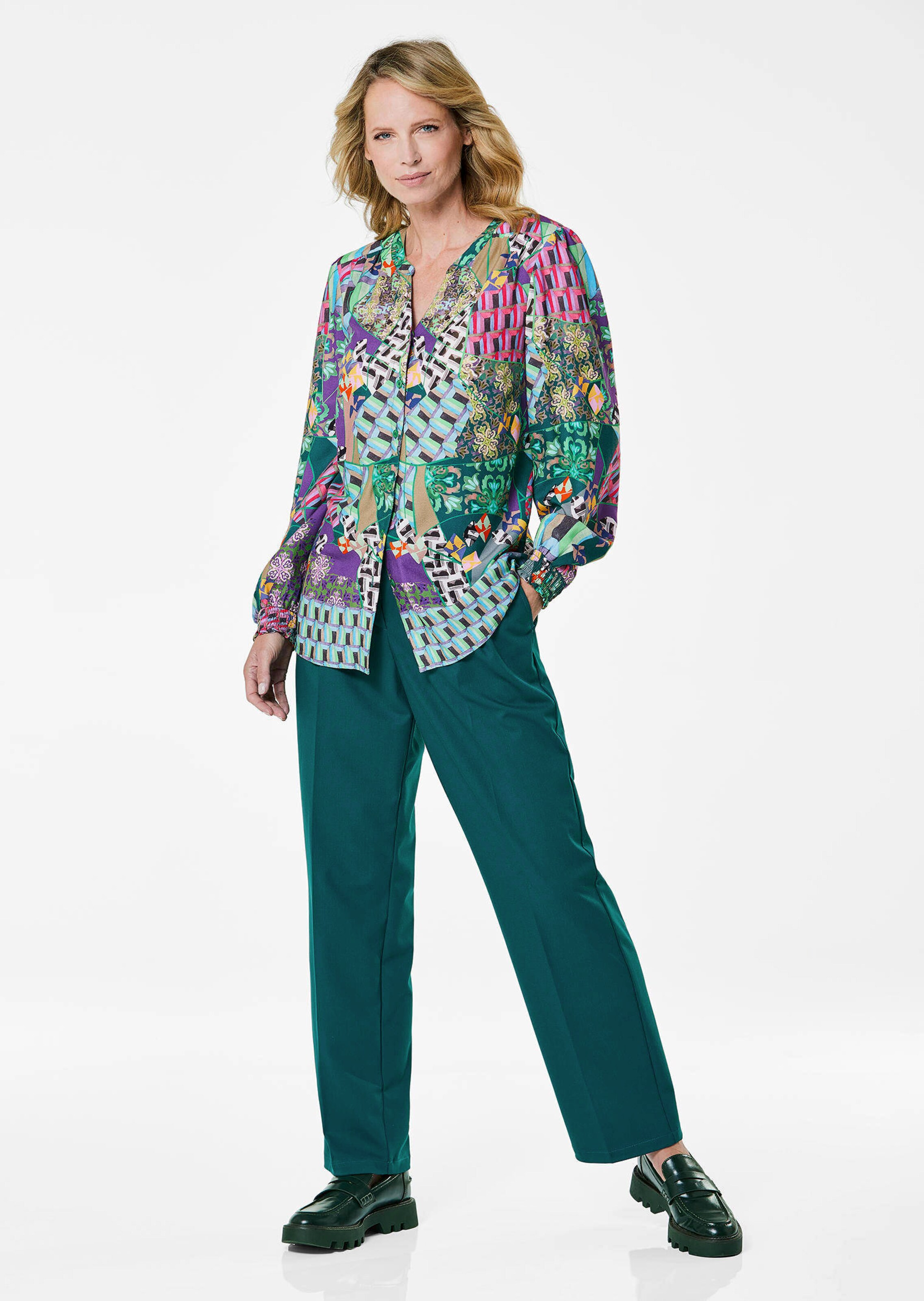 Gedessineerde blouse met patchpatroon thumbnail 2