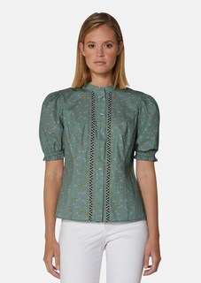 Bluse mit Milles-fleurs-Print und kurzen Puffärmeln thumbnail 2