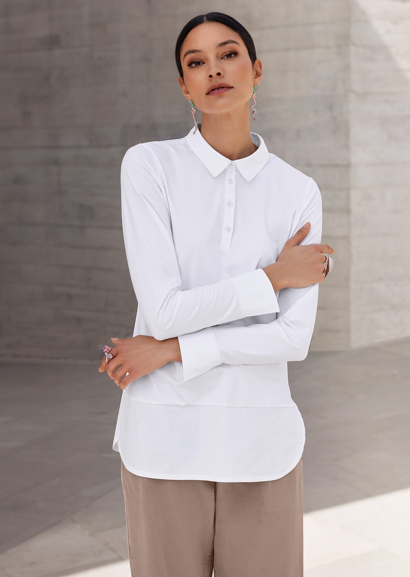 Blouse sportive en mélange de matières