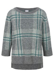 Strickpullover mit Karo und 3/4-Ärmeln thumbnail 7
