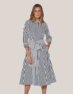 Gestreiftes Hemdblusenkleid mit Bindeschärpe thumbnail 2